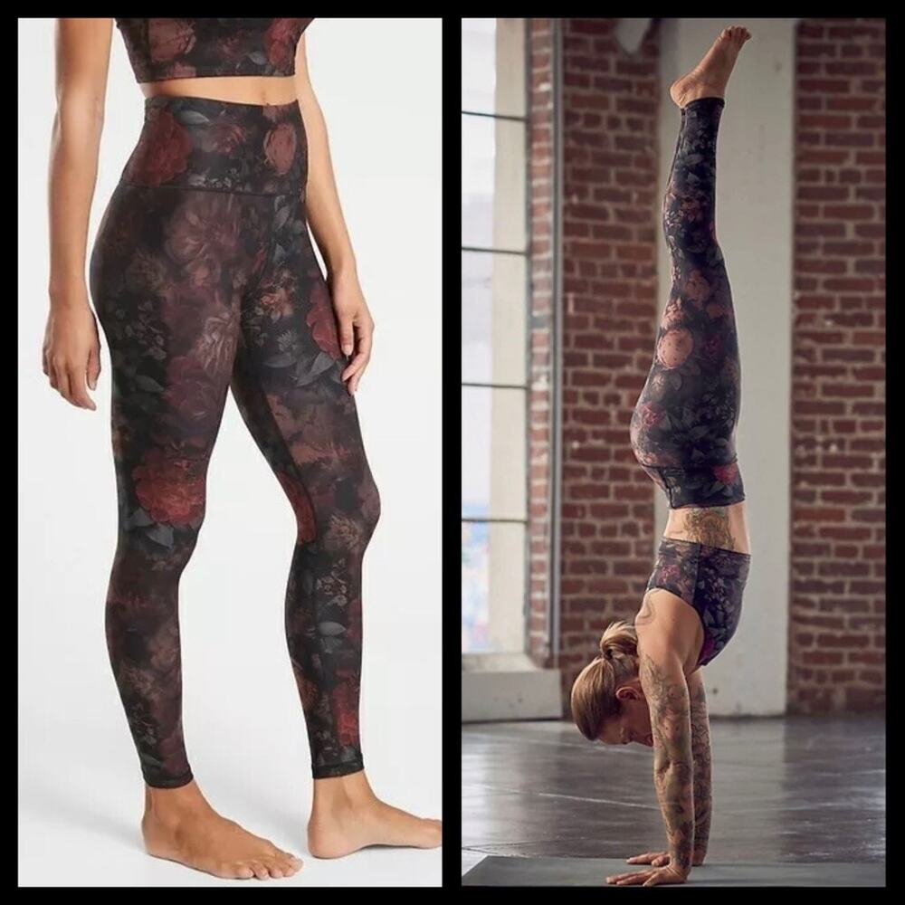 ATHLETA Elation Printed Tight Antoinette Norwegian YOGA Pant, Floral, Sz S